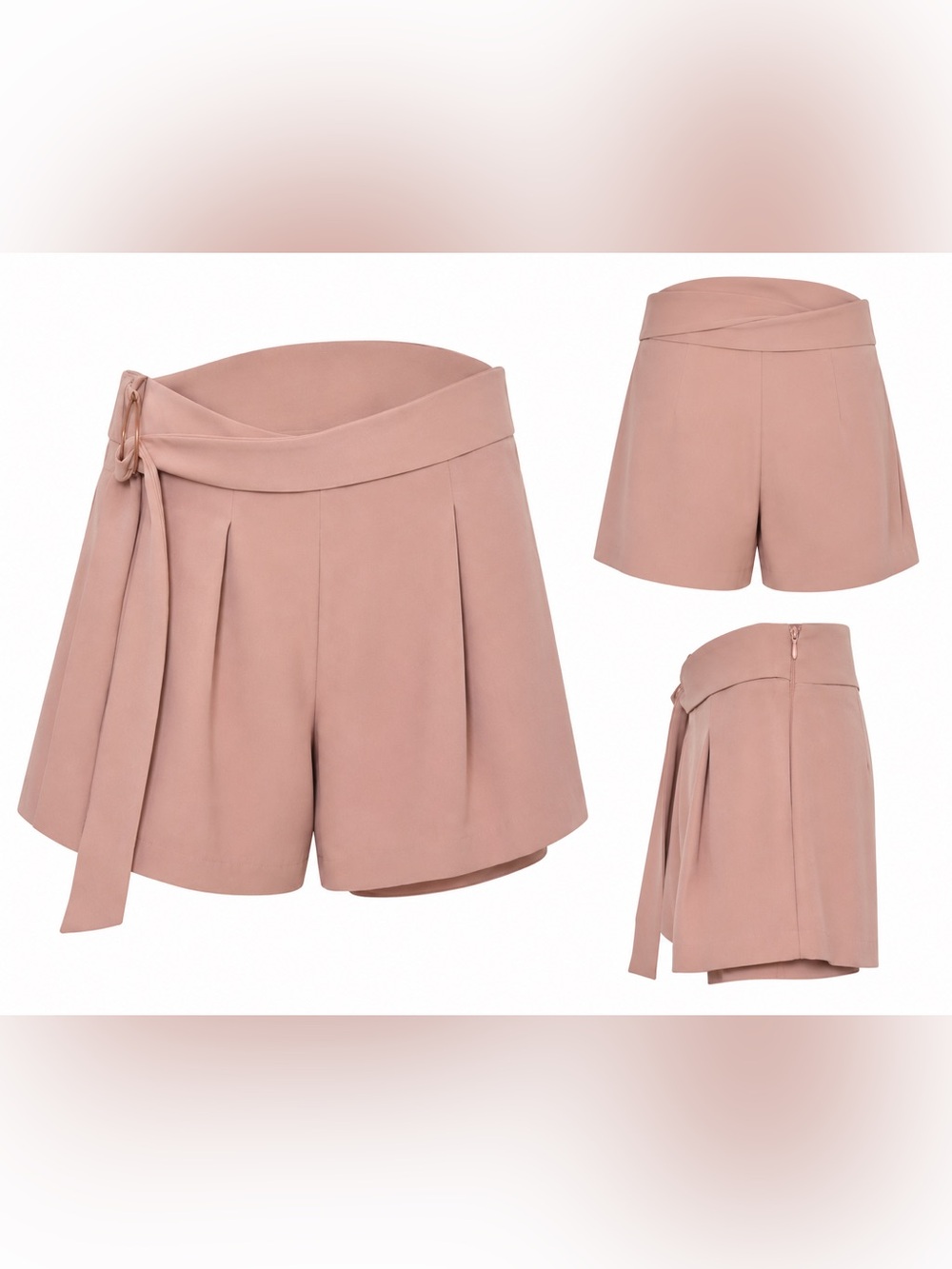 Camila Coelho Blush Pink Wrap Front Tailored Shorts M NWT
